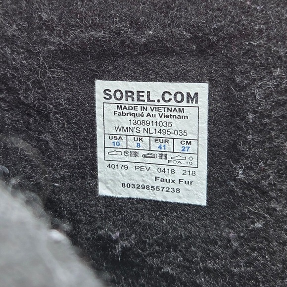 Sorel Winter Carnival Waterproof Boots Womens 10 Gray Nylon Felt - Picture 9 of 9